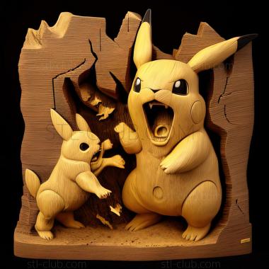 3D model A Gruff Act to Follow Zugaidos VS Pikachu (STL)